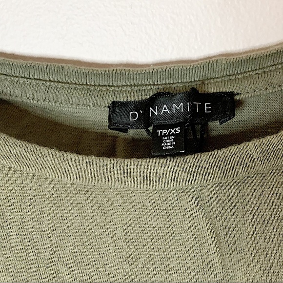 DYNAMITE | Olive Green cropped tee size XS - Picture 5 of 6